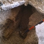 dig hole broken sewer 3 more ft to go
