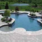 Contemporary Pool - 1% Blue Wrought Iron Chairs
