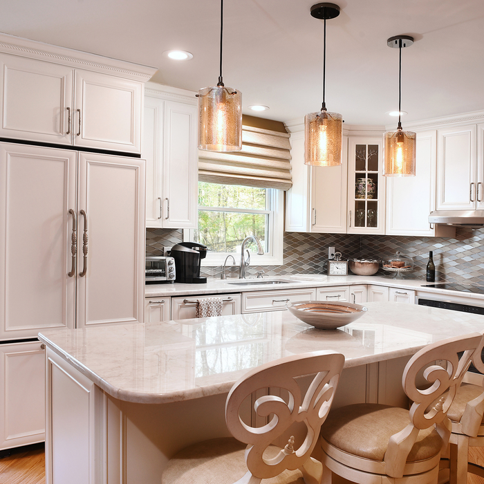 White Kitchen with Desk and Island in Pikesville