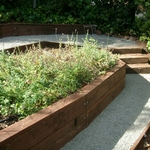 Railroad tie steps installed