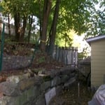 80'+ maple trees. No crane or equipment access