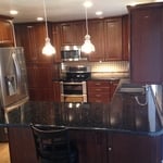 new kitchen with penisula & new lighting