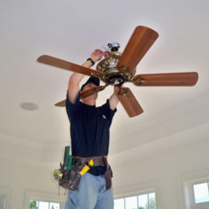 Ceiling fan installation.