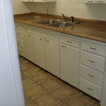 Kitchen counter, floor, and cabinet handles