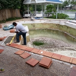 New saltillo tile being set