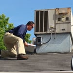Inspecting HVAC unit