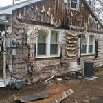 The side of the home destroyed by the fire