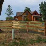 4 foot 3 rail fence with 4 foot wire for dogs. 2x6