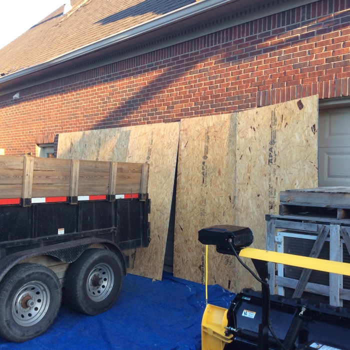 Preparation for roof replacement. Protect home