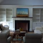 Hand made fireplace mantle+bookcases