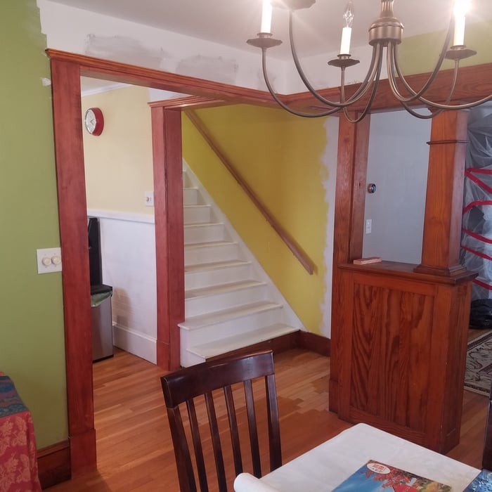 Dining room to stairway.