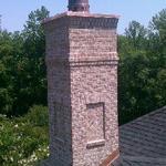 Chimney, copper flashing, and copper top