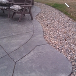 contoured edges and fire pit area