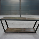 Redwood and Back Steel Coffee Table