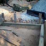 Retaining wall being built