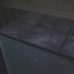 at top of stairwell marble shelf