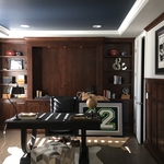 Custom cabinetry desk back wall and wainscot
