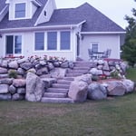 Rock Retaining Wall with Steps