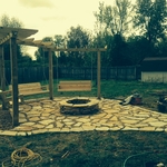 Fire Pit, Wooden Swings, Stone Patio