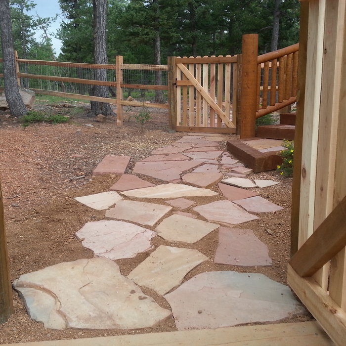 Gate with flagstone walk way