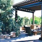Wood Pergola with Fire Pit