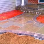 flag stone walkway with paver border
