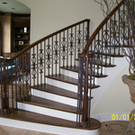 oak and iron 19 tread radius walnut staircase