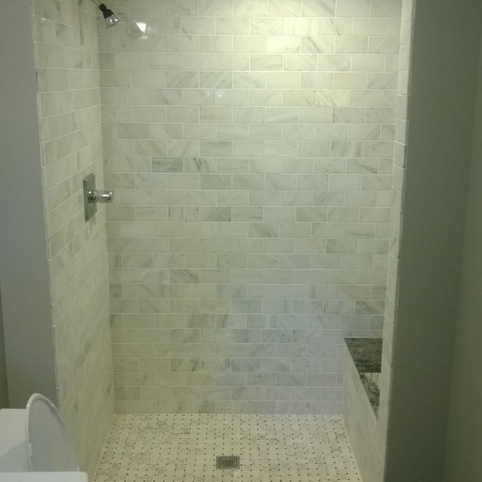 Shower where closet was