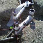 a toilet and shower set up