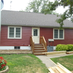 Siding finished before front awning