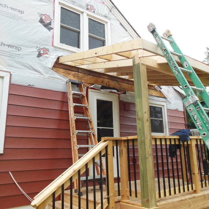 Building of side awning.