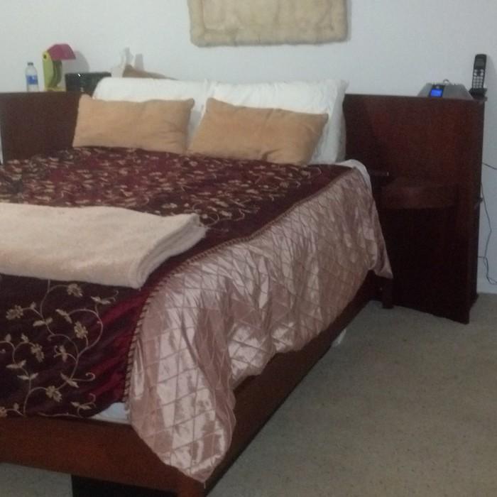 Modern Bed with Curved Headboard and Drawers