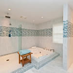 walk in shower and hot tub