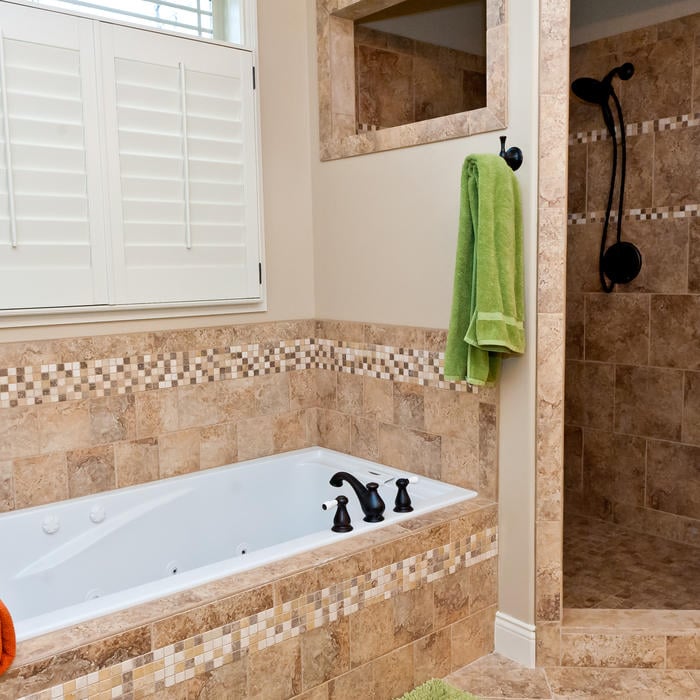 natural stone master bath