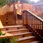 Redwood Staircase with Picket Railing