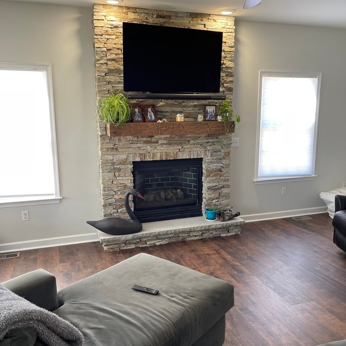 Ledge Stone Fireplace Wall
