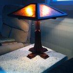 Handcrafted lamp (black walnut/amber mica shade)
