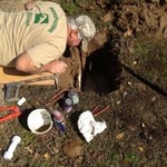 Mr. Harvey repairing a yard leak