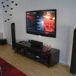 tilt TV mount and surround sound speaker system