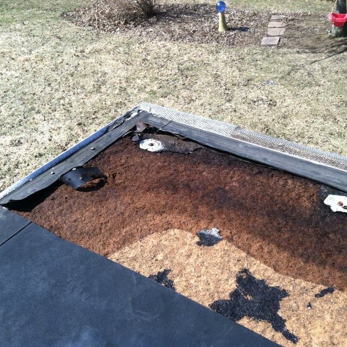 Weathered rubber roof