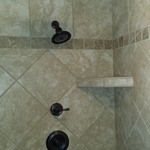 Walk in tiled shower