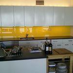 yellow painted back splash