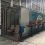 Our truck parked at loading dock.