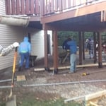 Preparing to pour a flagstone patio in back year