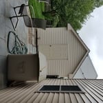 storage shed added to end of patio