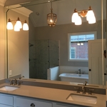 Vanity mirror with beveled strips