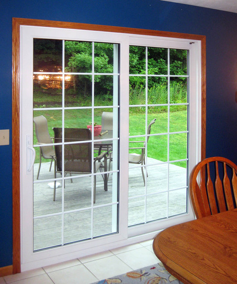 Casual / Comfortable Dining Room with glass paneled sliding glass door
