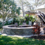 Stone Patio with Accent Wall