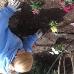 Planting her Flower Bed