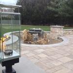 Gas lanterns and water feature